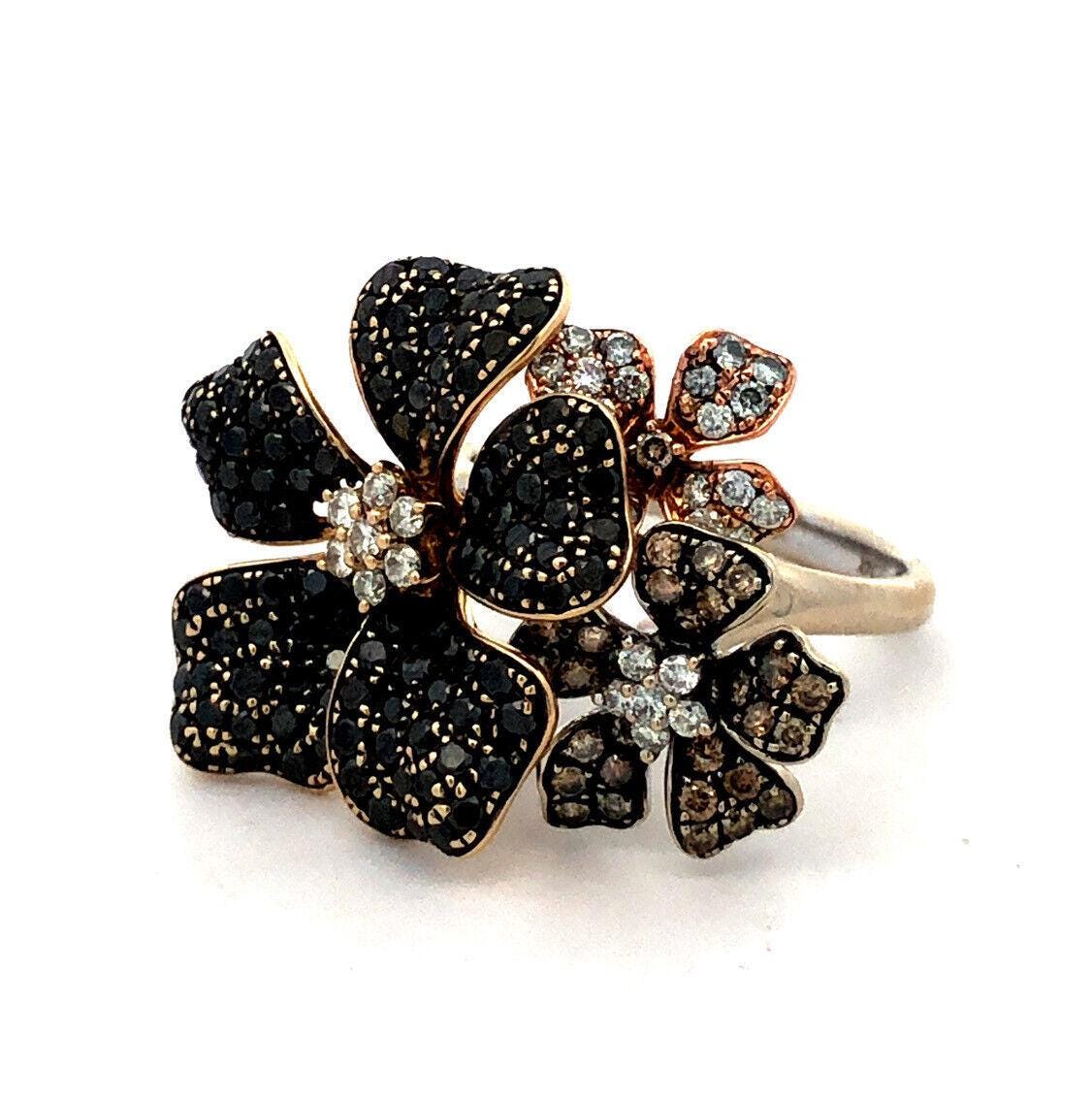 ☆nff☆ dotty romance ringblack nff1 Effy Nature 14K Tri-gold Black White Espresso Diamond Flower