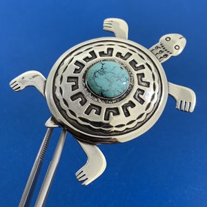 Durango Silver Company Southwestern 925 Sterling Turquoise Large Turtle Brooch