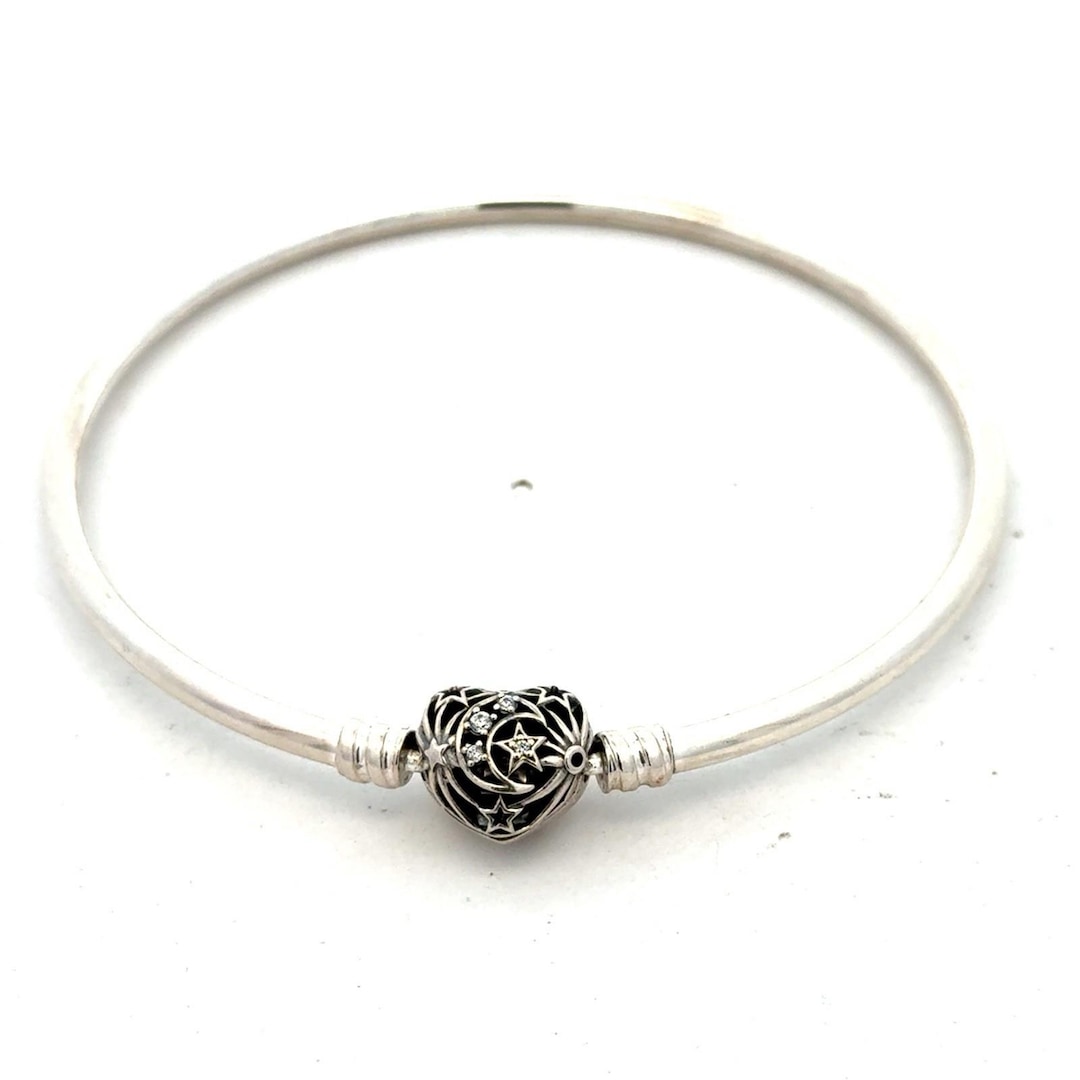 Buy PANDORA 925 Sterling Silver CZ Celestial Heart 593400C01 Bangle Charm  Bracelet Online in India