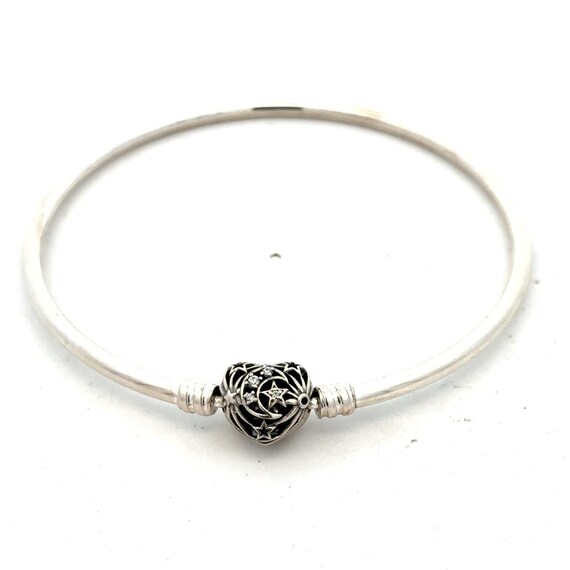 PANDORA 925 Sterling Silver CZ Celestial Heart 593400C01 Bangle
