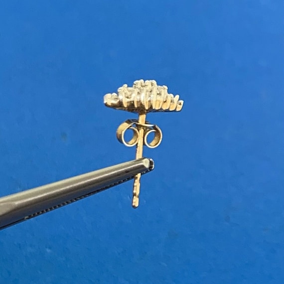 Designer 10K Yellow Gold Diamond Cluster Stud Ear… - image 5
