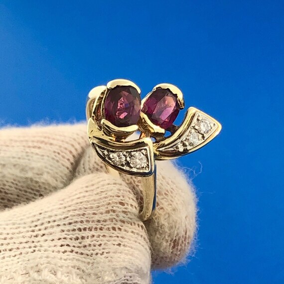 Estate 14K Yellow Gold Ruby Diamond Accented July… - image 4