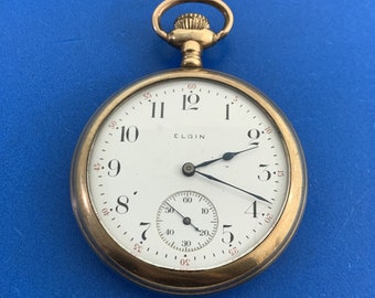 1910 Elgin Grade 291 Model 7 Gold Filled Open Face Pocket Watch For Parts