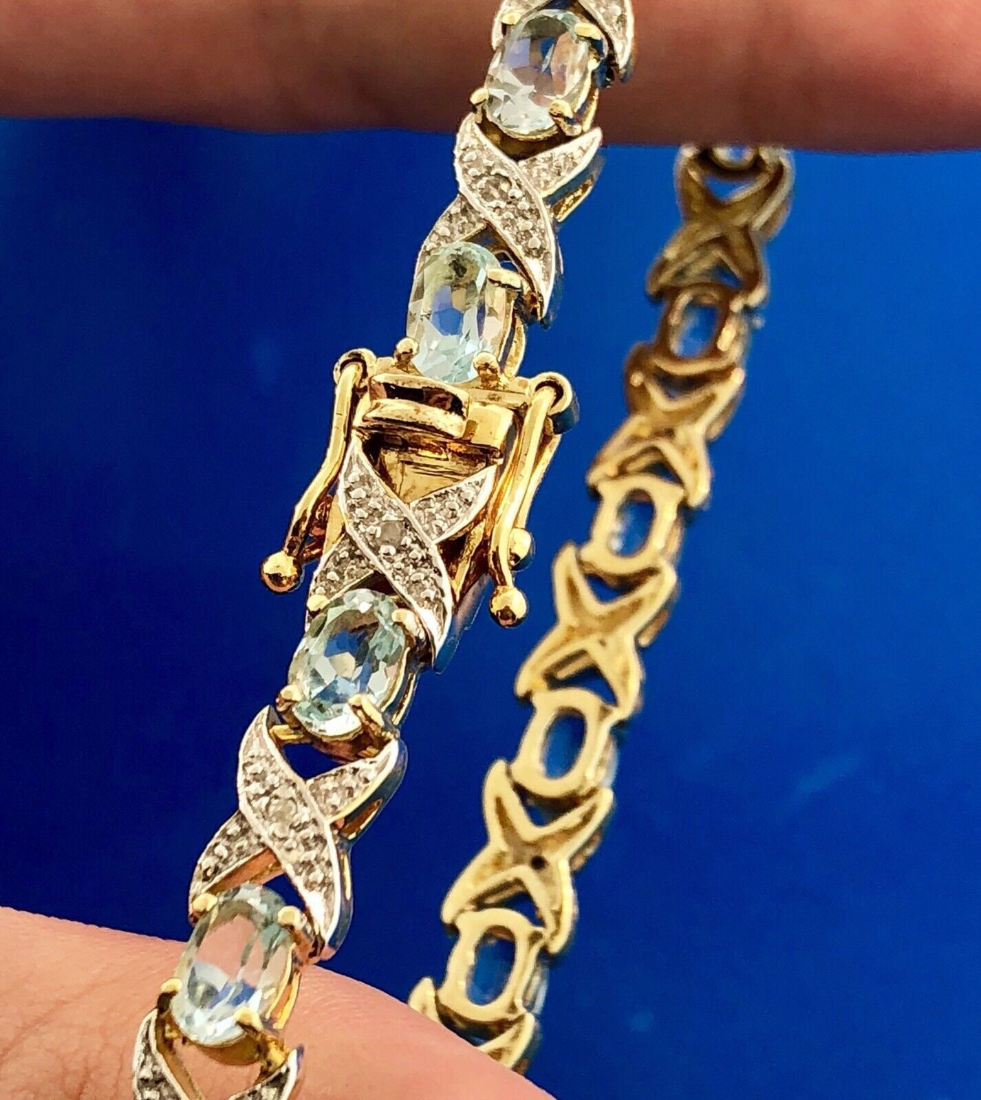 Designer DBJ Sterling Silver 925 Vermeil Blue Topaz Diamond Designer DBJ Sterling Silver 925 Vermeil Blue Topaz Diamond