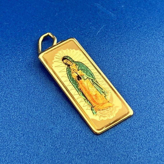 Estate Designer JTS 10K Yellow Gold Painted Mary … - image 1