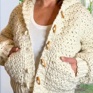 Patrón de sudadera con capucha de crochet, patrón de cárdigan de crochet para mujer, patrón de cárdigan grueso de crochet, patrón de cárdigan de crochet fácil