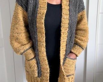 Oversized Crochet Sweater Pattern, Beginner Crochet Cardigan Pattern, Crochet Cardigan Pattern Women, Crochet Cardigan with pockets