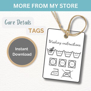 More from my store, crae details tags, instant download with a tag that show swashing instructions on it