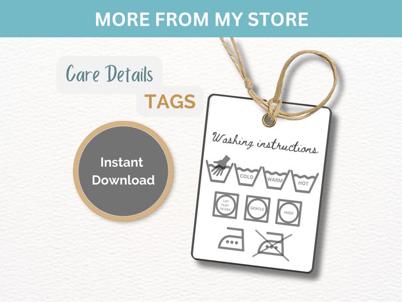 More from my store, crae details tags, instant download with a tag that show swashing instructions on it