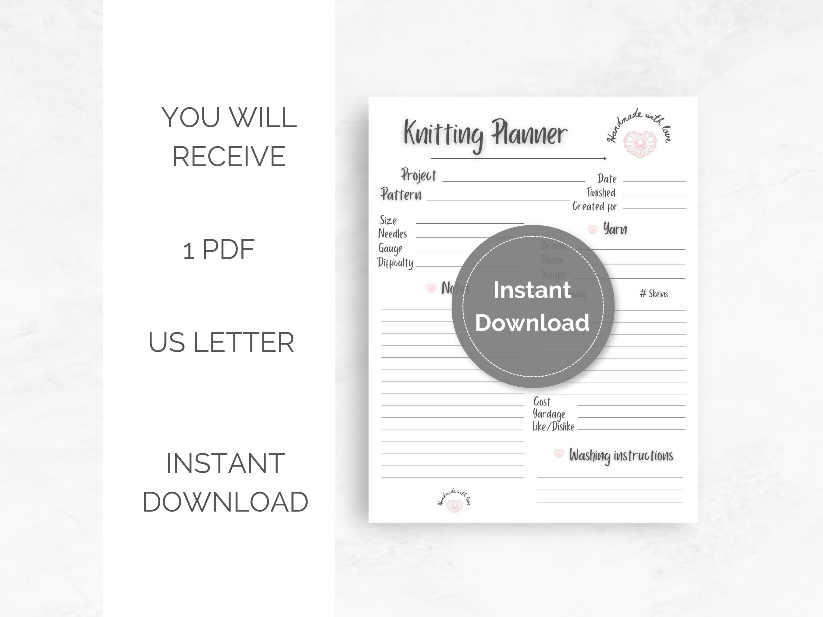 Knitting Planner, Knitting Tracker, Printable Knitting Journal, Digital ...