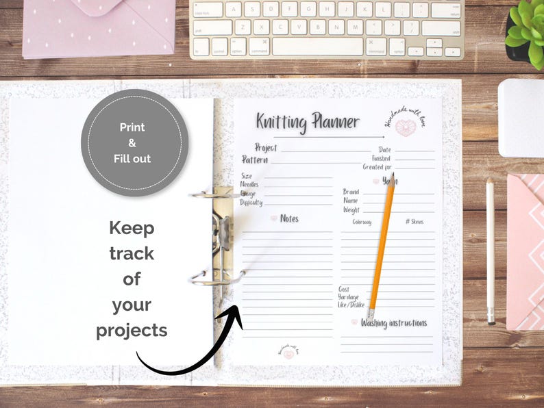 Knitting Planner, Knitting Tracker, Printable Knitting Journal, Digital ...