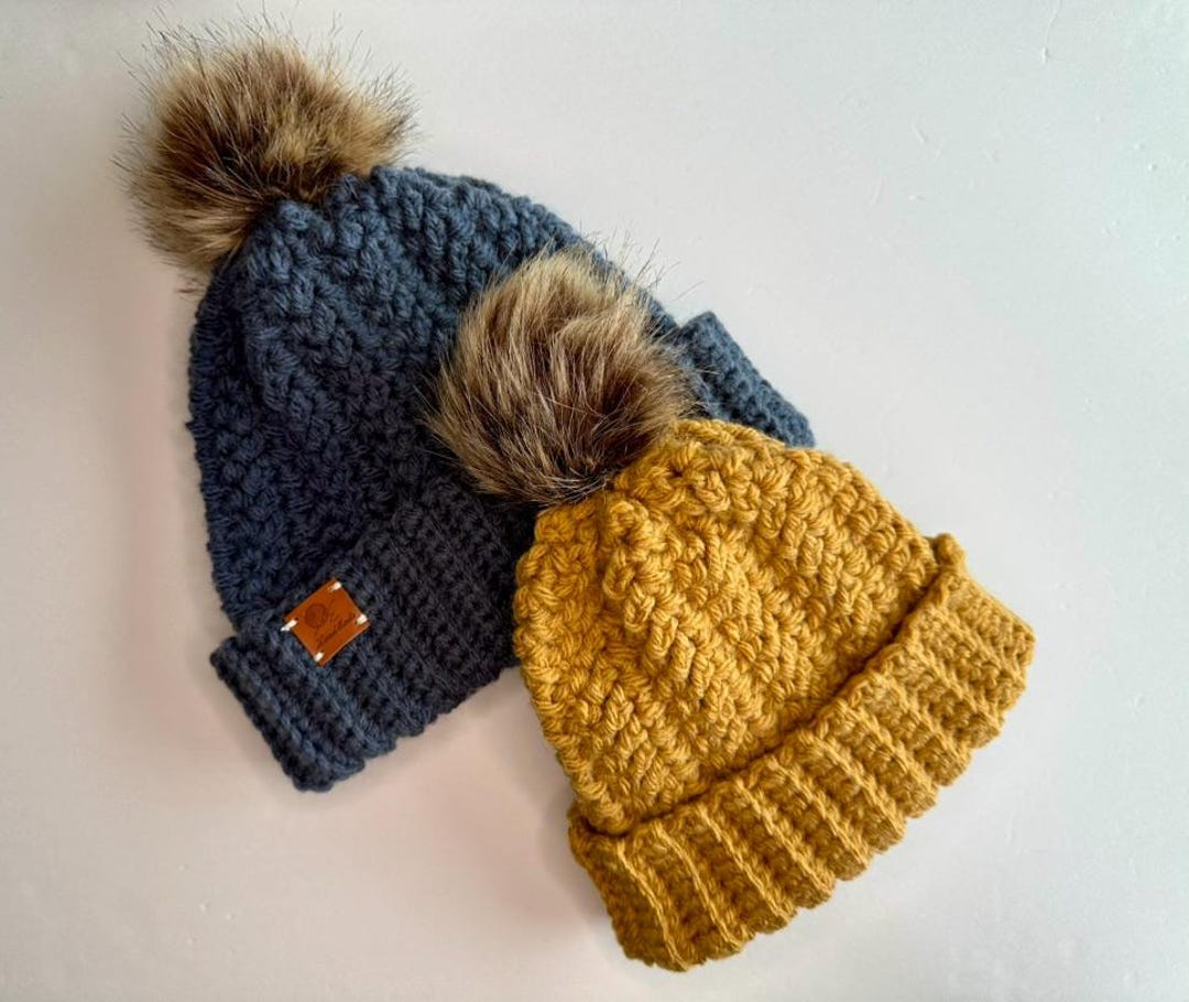 Crochet Beanie PATTERN , Crochet Chunky Beanie With Pompom