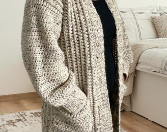 Crochet Cardigan Pattern Women, Oversized Crochet Sweater Pattern, Crochet Cardigan with pockets, Easy Crochet Cardigan Pattern