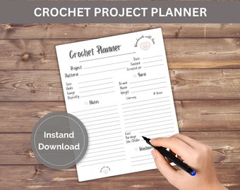 Crochet Pattern Project Log & Pattern Organizer, Digital and Printable Crochet Planner Journal, Printable Planner for Crocheters