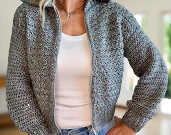 Crochet Cardigan Pattern Women, Easy Crochet Cardigan Pattern, Crochet Vest Pattern for Women, Zipper Crochet Sweater Pattern