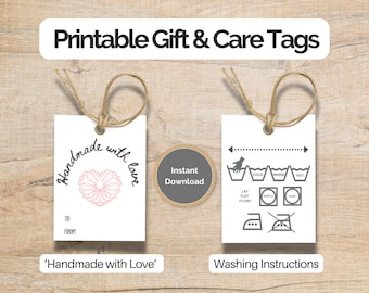 Crochet Tags for Handmade Items, Handmade Tags for Crochet, Crochet Care Tags, (Digital Download)