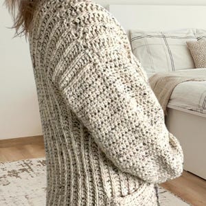 Crochet Cardigan Pattern Women, Oversized Crochet Sweater Pattern, Crochet Cardigan with pockets, Easy Crochet Cardigan Pattern image 6