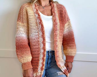 Crochet Cardigan Pattern Women, Oversized Crochet Sweater Pattern, Beginner Crochet Cardigan Pattern, Patchwork Cardigan Crochet Pattern