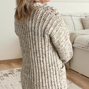 Crochet Cardigan Pattern Women, Oversized Crochet Sweater Pattern, Crochet Cardigan with pockets, Easy Crochet Cardigan Pattern image 5