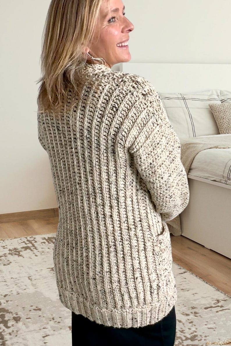 Crochet Cardigan Pattern Women, Oversized Crochet Sweater Pattern, Crochet Cardigan with pockets, Easy Crochet Cardigan Pattern image 5