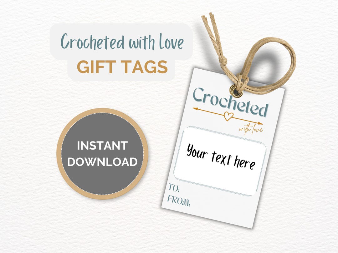 Crocheted With Love Gift Tags, Printable and Digital Crochet Gift Tags ...