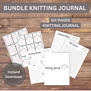 Printable Knitting Journal, Knitting Project Planner, Knitting Tracker, Knitting Journal Download, Knitting Planner Junk Journal