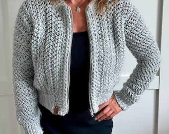 Crochet Cardigan Pattern Women, Chunky Cardigan Crochet Pattern, Easy Crochet Cardigan Pattern, Zipper Crochet Sweater Pattern