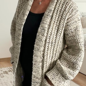 Crochet Cardigan Pattern Women, Oversized Crochet Sweater Pattern, Crochet Cardigan with pockets, Easy Crochet Cardigan Pattern image 2