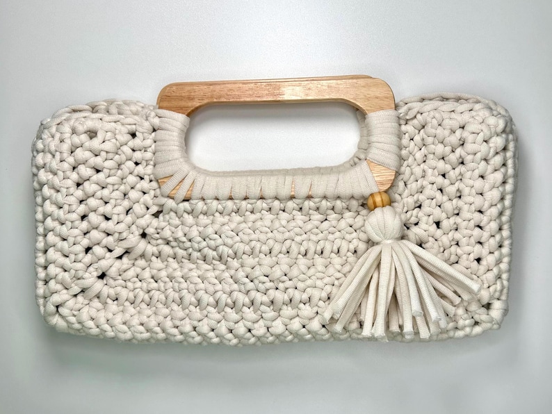 Padrão de bolsa de crochê com alças, padrão de bolsa de crochê com fio de camiseta, padrão de bolsa de crochê com fio de camiseta, padrão de bolsa de crochê fácil imagem 8