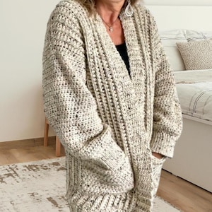 Crochet Cardigan Pattern Women, Oversized Crochet Sweater Pattern, Crochet Cardigan with pockets, Easy Crochet Cardigan Pattern image 4