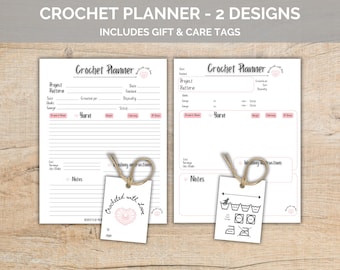 Planner per uncinetto, Planner per uncinetto stampabile, Planner per uncinetto digitale, Schede per la cura dell'uncinetto, Etichette per uncinetto, Download digitale