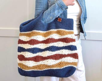 Easy Crochet Tote Bag Pattern, Crochet Bag Pattern Beginner, Crochet Market Bag Pattern, Chunky Crochet Bag Pattern