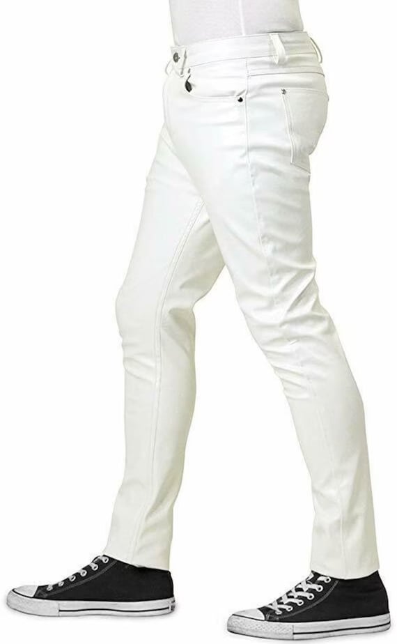White leather motorcycle pants sales