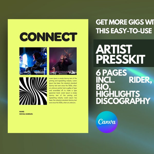 Electronic Press Kit for Artist |  Media kit, Artist mediakit, dj, Presskit, Epk, music producer, dancer, tem plate, mus
