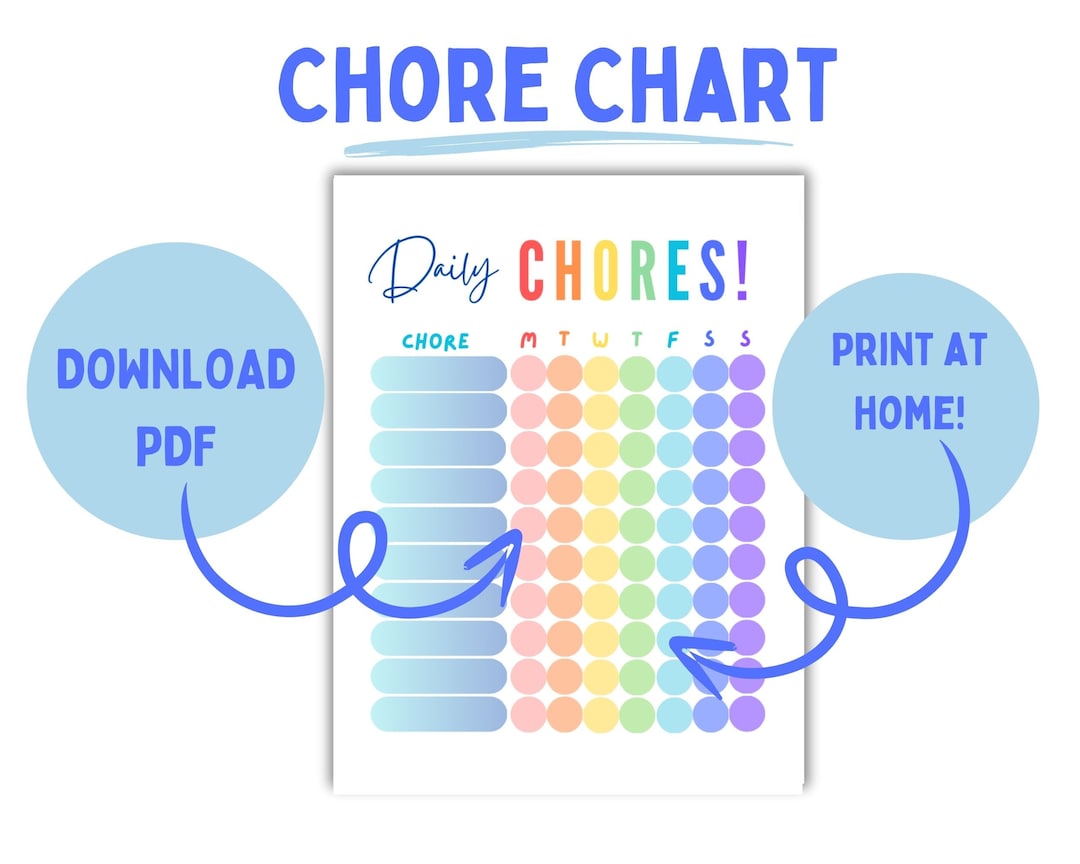 Kids Summer Chore Chart (digital Download) - Etsy