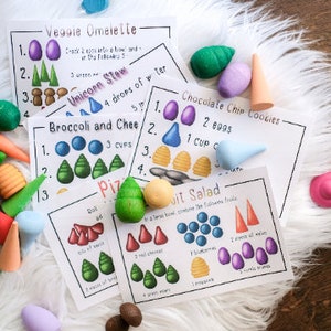Schede ricette con pezzi sciolti - da usare con pezzi di mandala - Gioco aperto stampabile