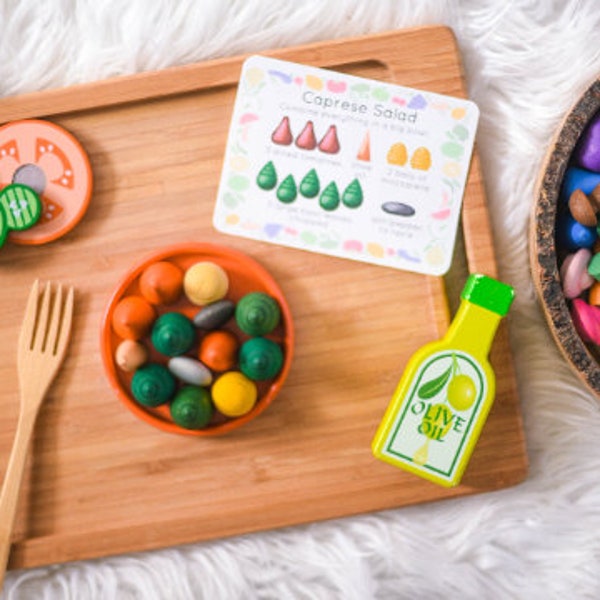 Vegetarian Loose Parts Recipe Cards - For Use With Mandala Pieces - Open Ended Play Printable Instant Download