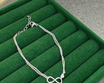 Sterling Silver Fine Dainty Infinity Heart Bracelet for Women’s with a Gift Bag | Personalised Jewellery Giftbox with Name - Friendship