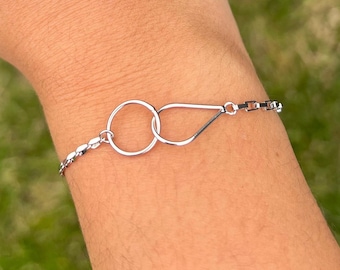 Sterling silver womens two way charm bracelet bangle jewellery fully adjustable & gift bag - Personalised Box with Name
