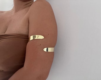 Srebrny damski mankiet na ramię, letnia bransoletka w kolorze złotym, regulowana biżuteria z torebką prezentową | Minimalistyczny prezent dla niej