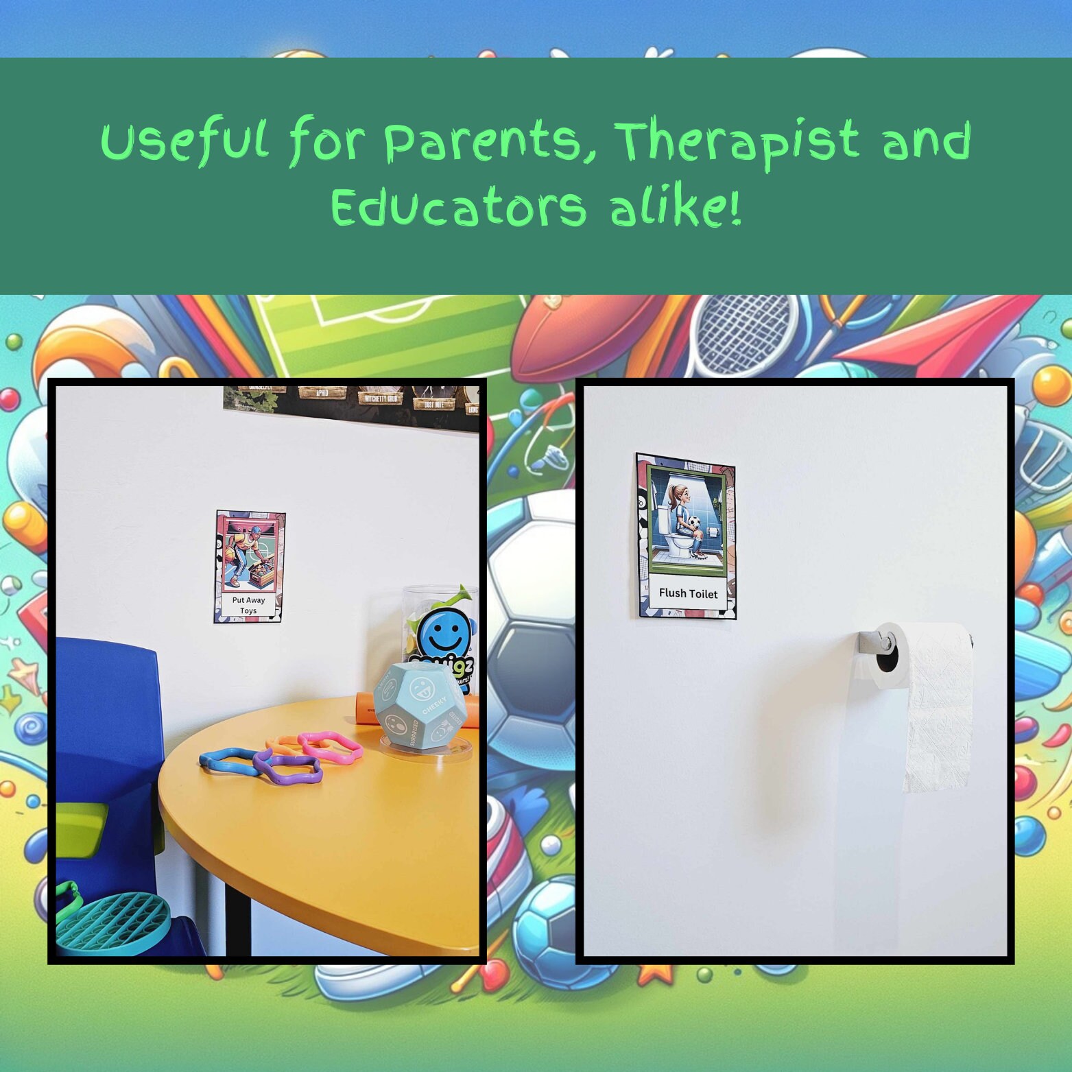 12 Sport Themed Visual Reminders for Kids Printable Wall Hangings to