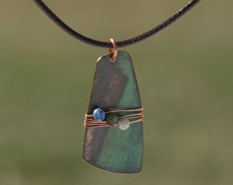 Recycled copper natural patina pendant