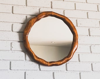 Miroir en bois teinté café