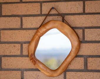 Miroir de récupération en bois naturel Coffee