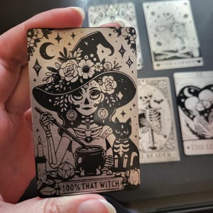 Cartas de tarot o ouija de bolsillo de metal grabadas con láser