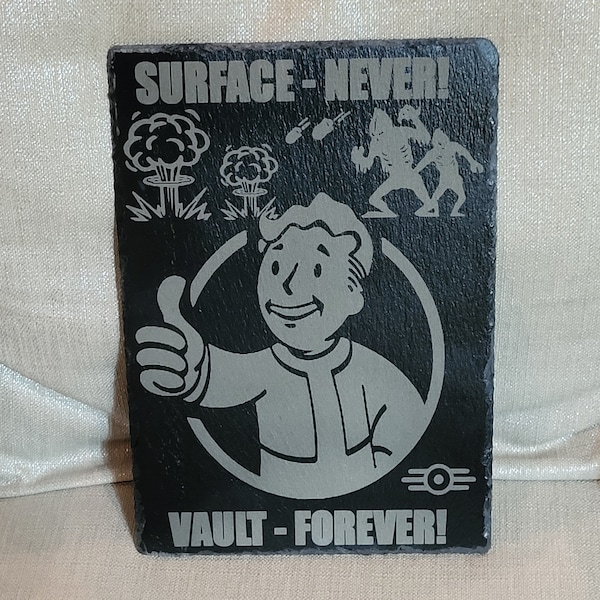 Fallout 4 Vault Tec poster on slate