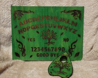 Ouija spirit board and planchette set forest witch theme