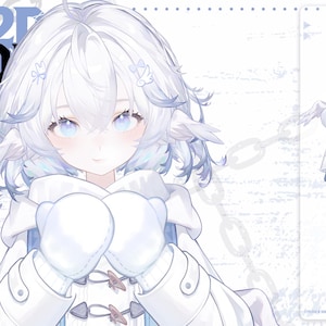 May include: A digital illustration of a character with white hair and blue eyes, wearing a white coat with blue accents. The image includes the text "LIVE2D MOD" and additional character design elements.