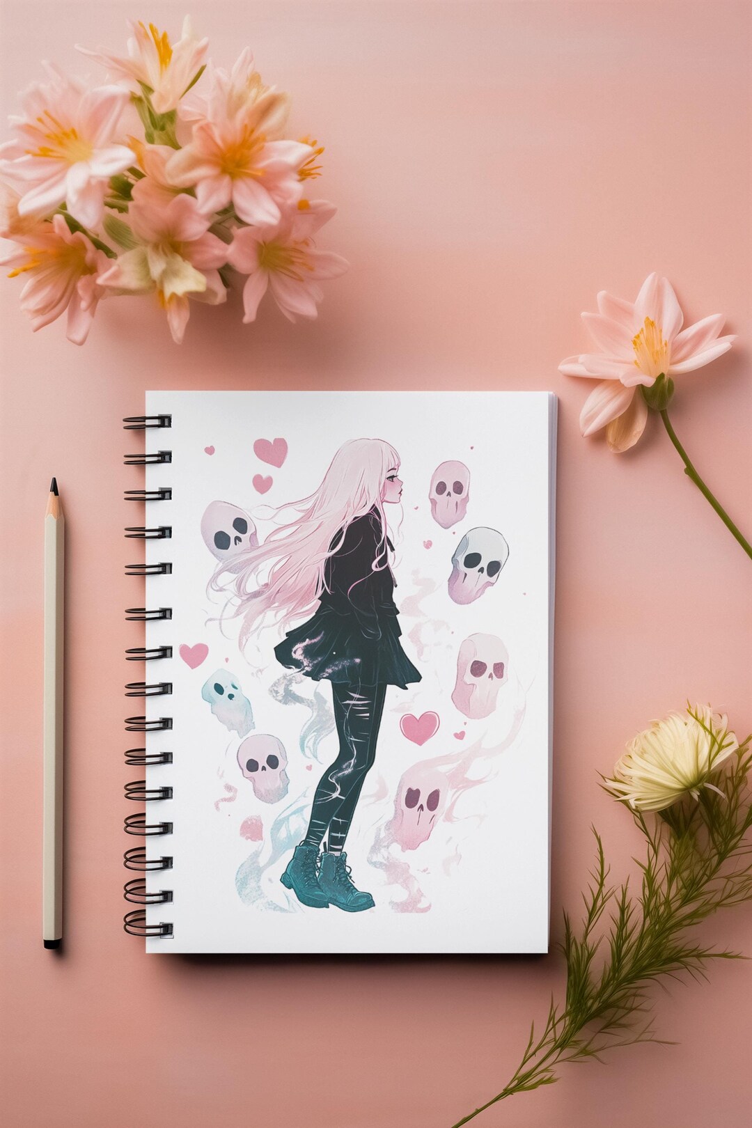 Pastel Goth Girl Spiral Notebook Beautifully Dark and Whimsical - Etsy