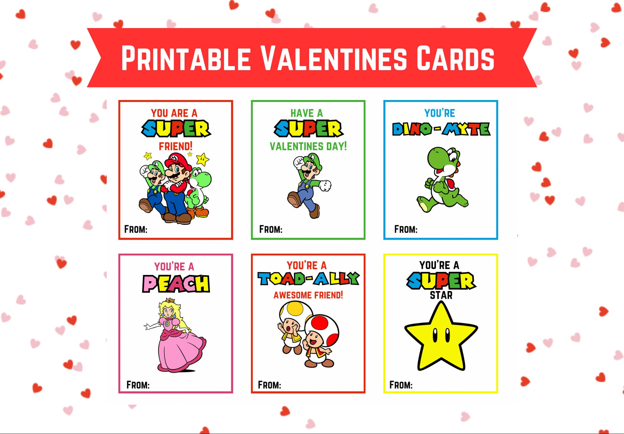 Mario Valentine Cards, Super Mario Valentine's Day Cards, Printable ...